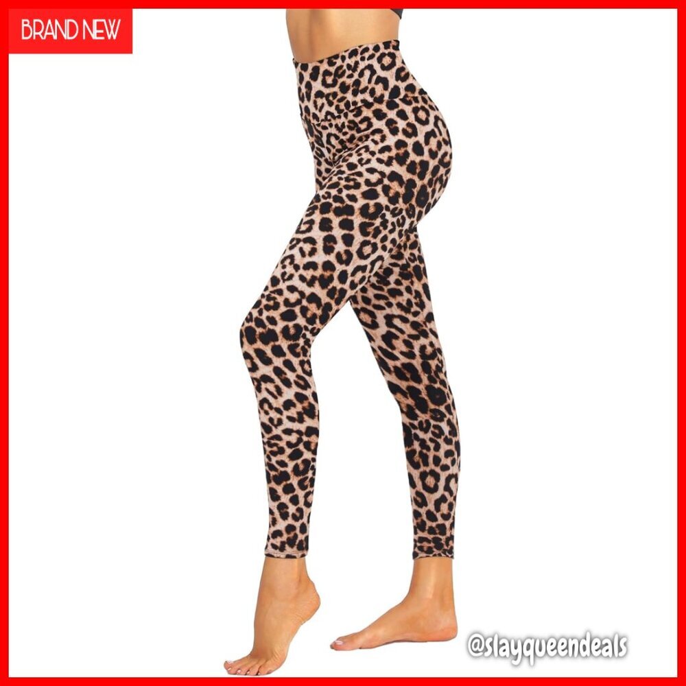 High Waisted Tummy Control Leggings, Soft Opaque Printed Pants for Workout